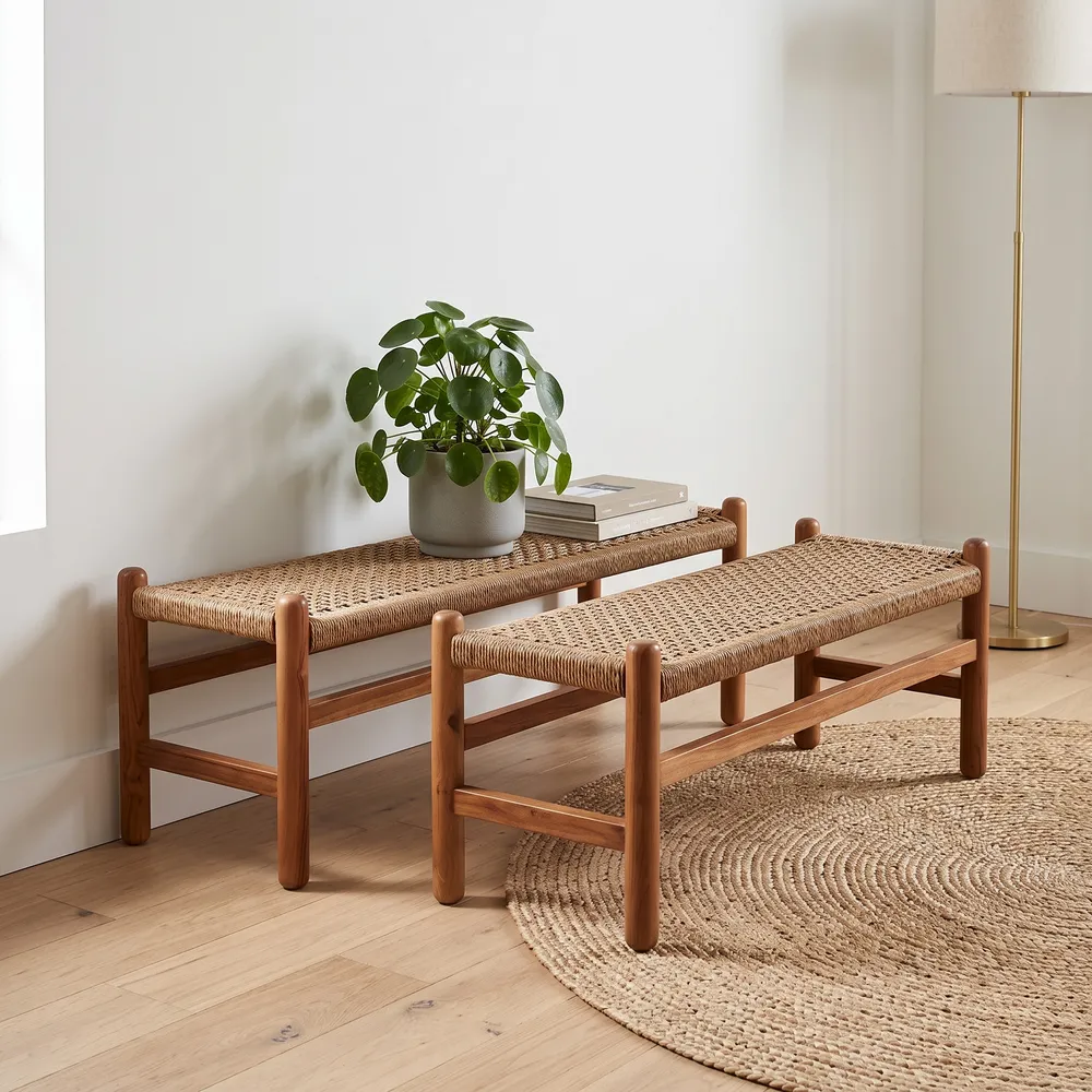 RAMONATON SET OF 2 TAN BENCHES 18 (IN)