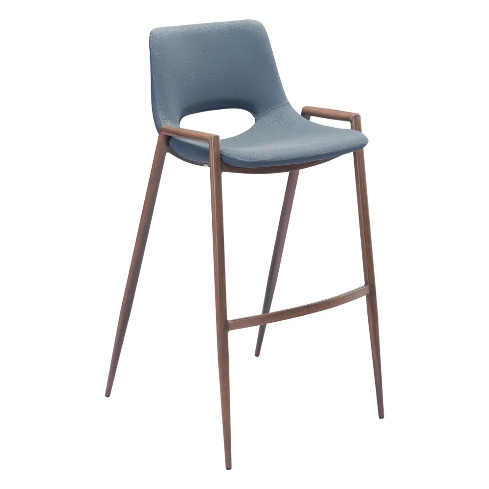 Desi Barstool Azure Gray & Walnut