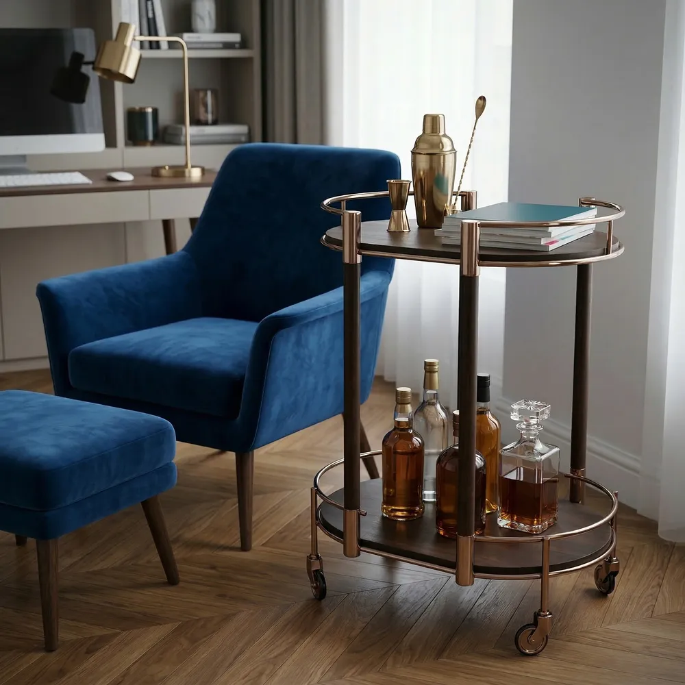 GUNNARWAY BRONZE BAR CART 30 (IN)