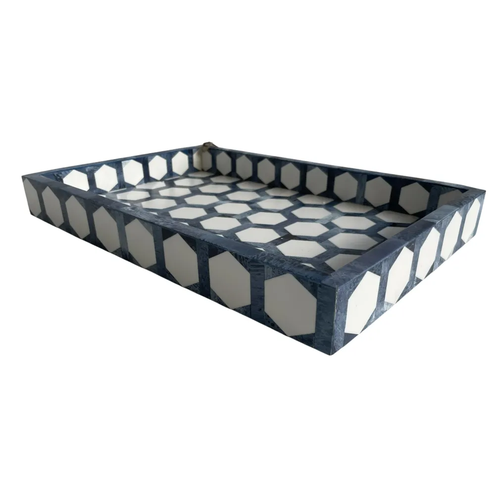 RHEAFORD SET OF 3 BLUE TRAY 2 (IN)