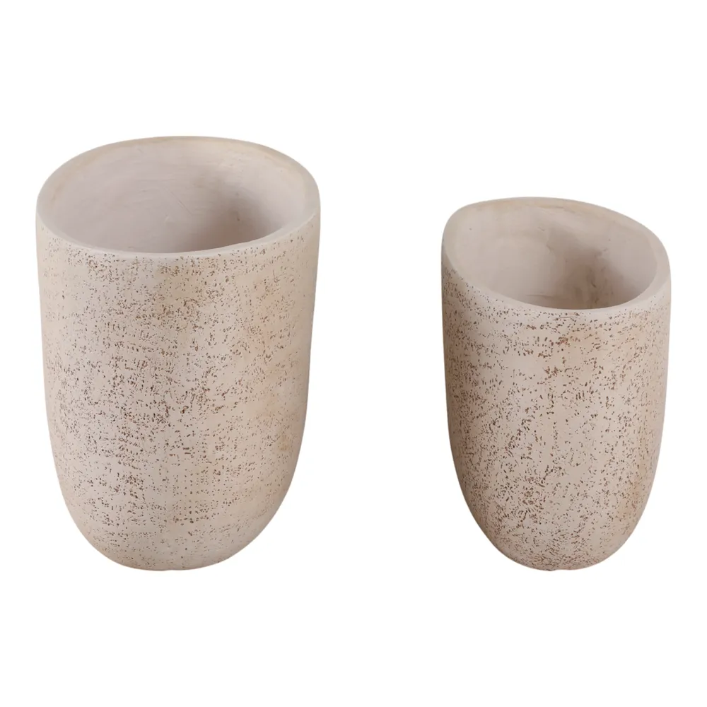 S/2 18/22" OBLONG CEMENT TEXTURE RESIN PLANTERS