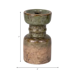 BARTONTON GREEN CANDLE HOLDER 7 (IN) 9