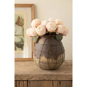 Rustic Ceramic Vessel with Wire Cage Detail 5