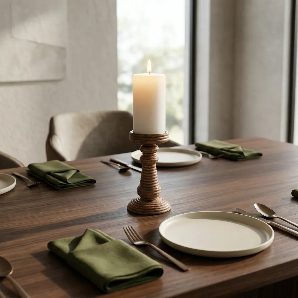 HACKETTRIDGE BROWN CANDLE HOLDER 8 (IN)