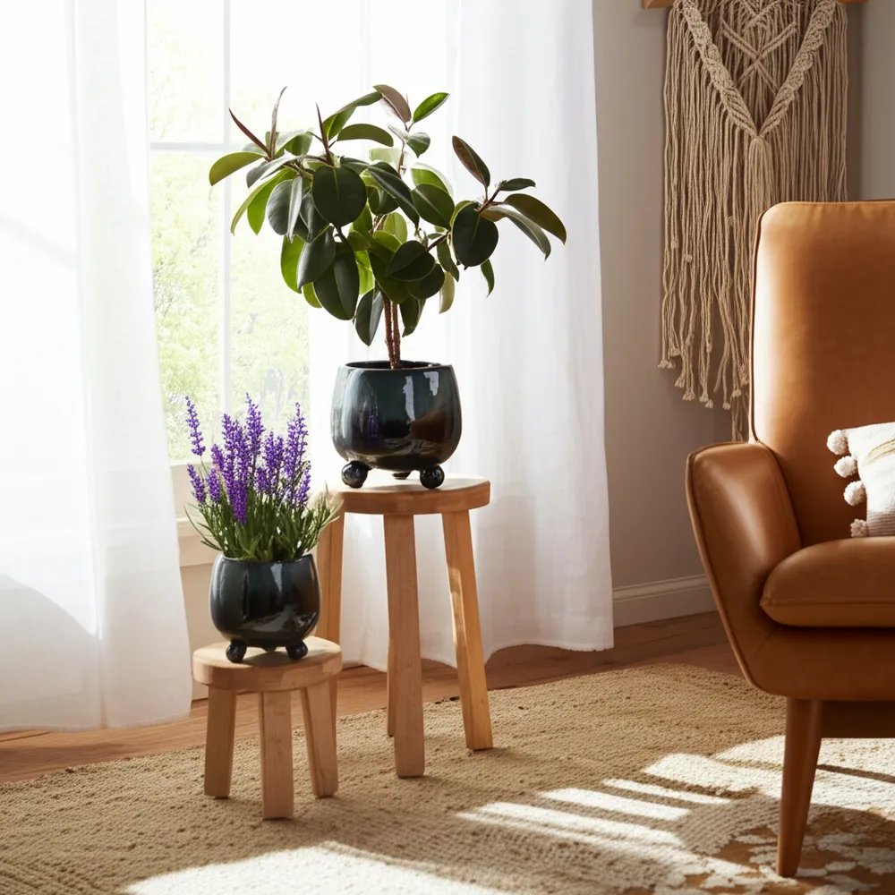SUTTONOAK SET OF 2 BLUE PLANTER 8 (IN)