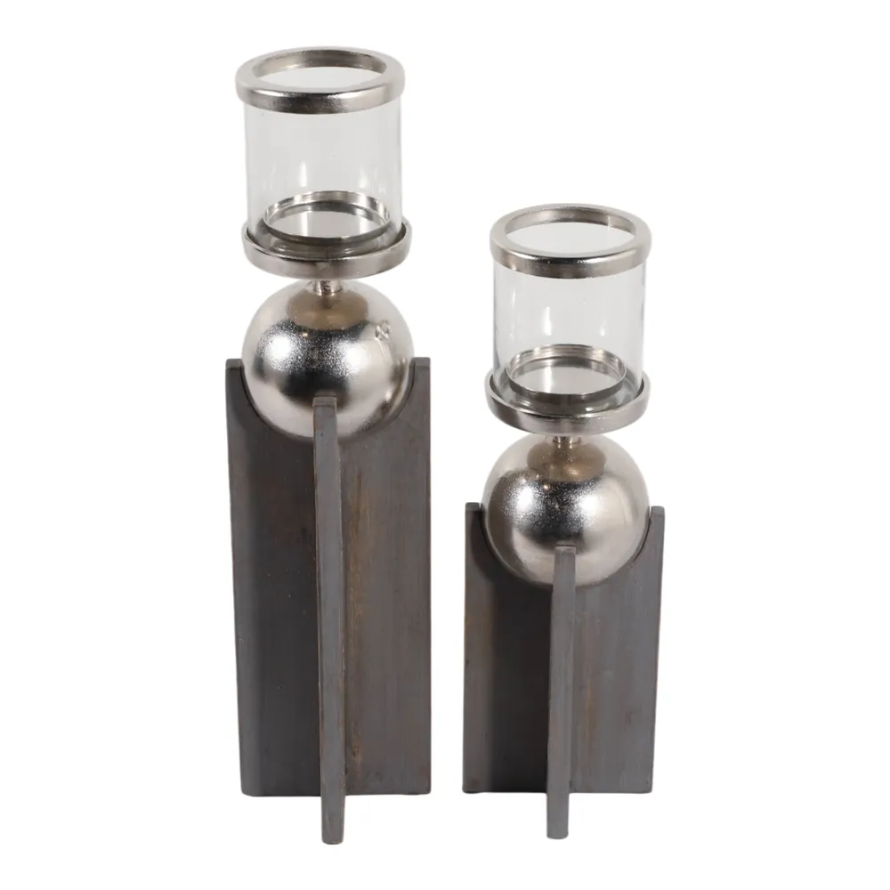 HAVENWORTH SET OF 2 GRAY CANDLE HOLDER 19 (IN)