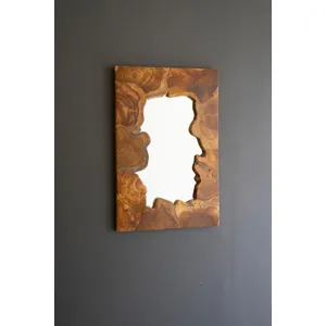 Live Edge Teakwood Framed Puzzle Mirror 3