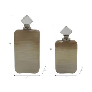 DAMIENMORE SET OF 2 TAN GLASS VASES 16 (IN) 9
