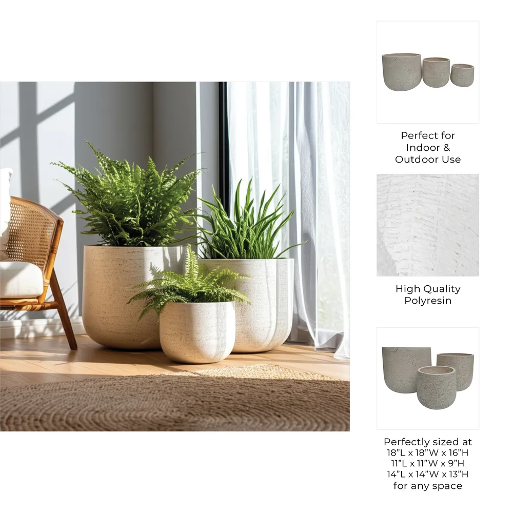 TODDCLIFF SET OF 3 IVORY PLANTER 16 (IN)