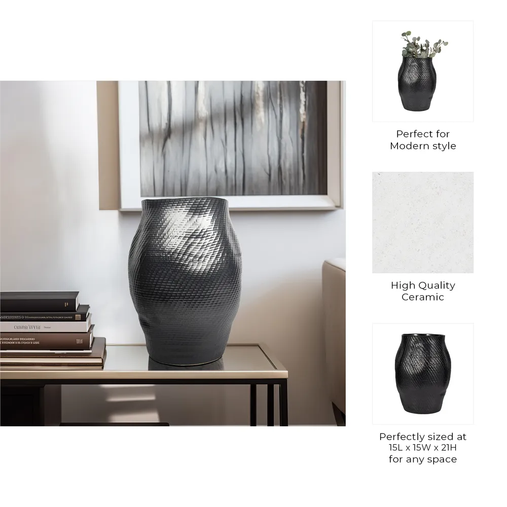 CLARAPARK BLACK VASE 21 (IN)