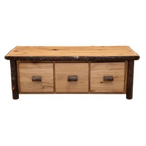 Hickory Log Enclosed Coffee Table - Three Drawer - Espresso - Standard 4