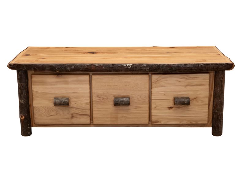 Hickory Log Enclosed Coffee Table - Three Drawer - Espresso - Standard 4