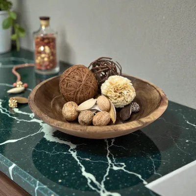 Dark Wooden Bowl 12x12x2.5in