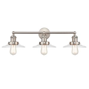 English Pub 28'' Wide 3-Light Vanity Light - Satin Nickel 1