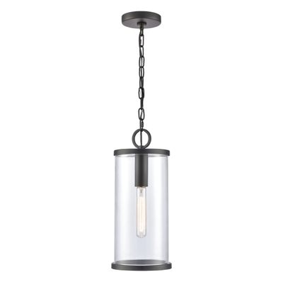 Hopkins 7.25″ Wide 1-Light Outdoor Pendant- Charcoal Black