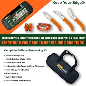 AccuSharp 6 Piece Processing Kit w/Sharpener & Headlamp 6