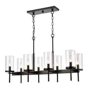 Oakland 32.5'' Wide 8-Light Linear Chandelier - Black 1