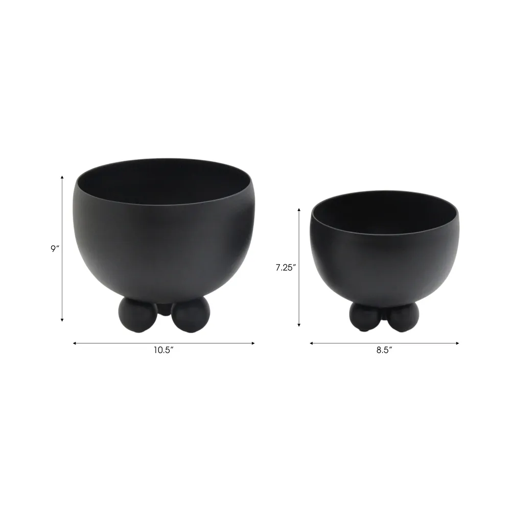 SLATEOAK SET OF 2 BLACK PLANTER 10 (IN)