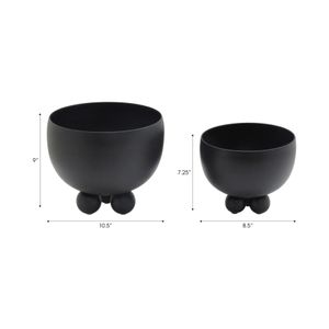 SLATEOAK SET OF 2 BLACK PLANTER 10 (IN) 7