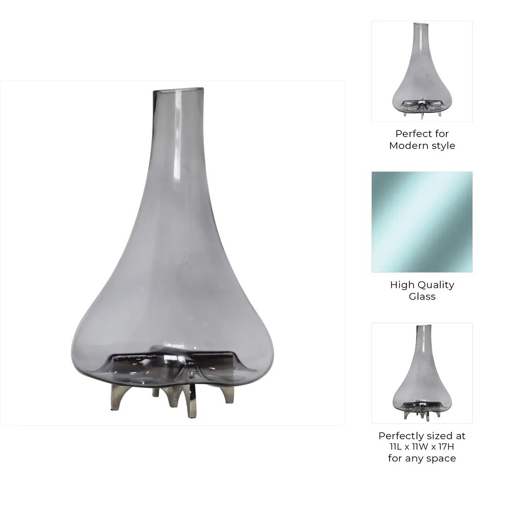 HAYFORDROSE SILVER GLASS VASE 17 (IN)