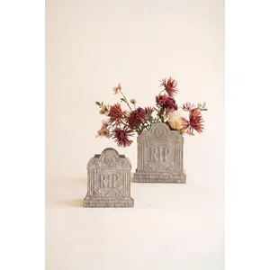 Set of 2 Halloween Cement Rip Vases 3