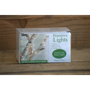 100 Bulb Primitive Rice String Light 19.5 ft Green Cord - Steady On" 2
