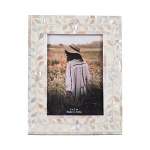 5X7 MOTHER OF PEARL INLAY VINE PHOTO FRAME, IVORY 1