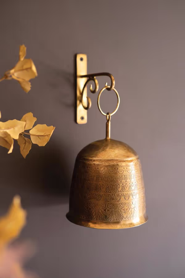 Antique Brass Bell and Wall Bracket