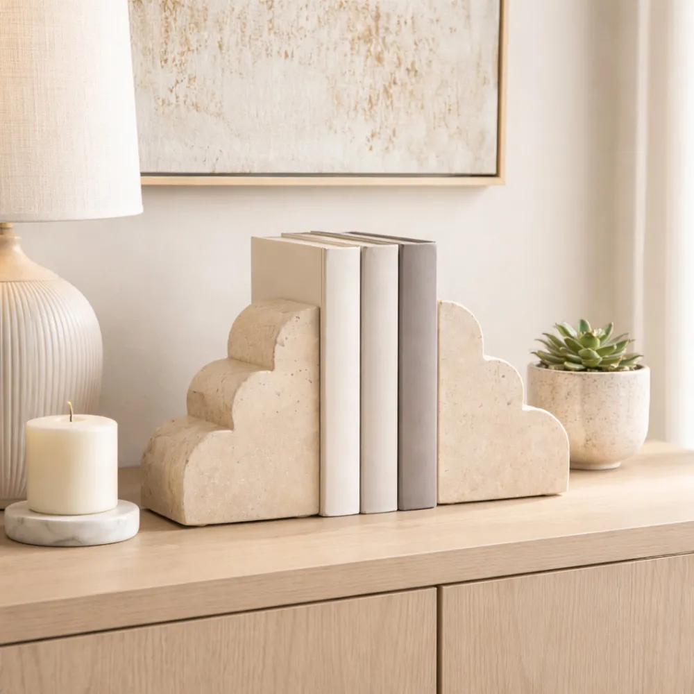 GLASTONHAVEN SET OF 2 TAN BOOKENDS 6 (IN)