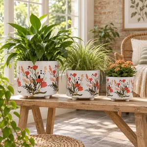 BRYNHAM SET OF 3 RED PLANTER 11 (IN) 11