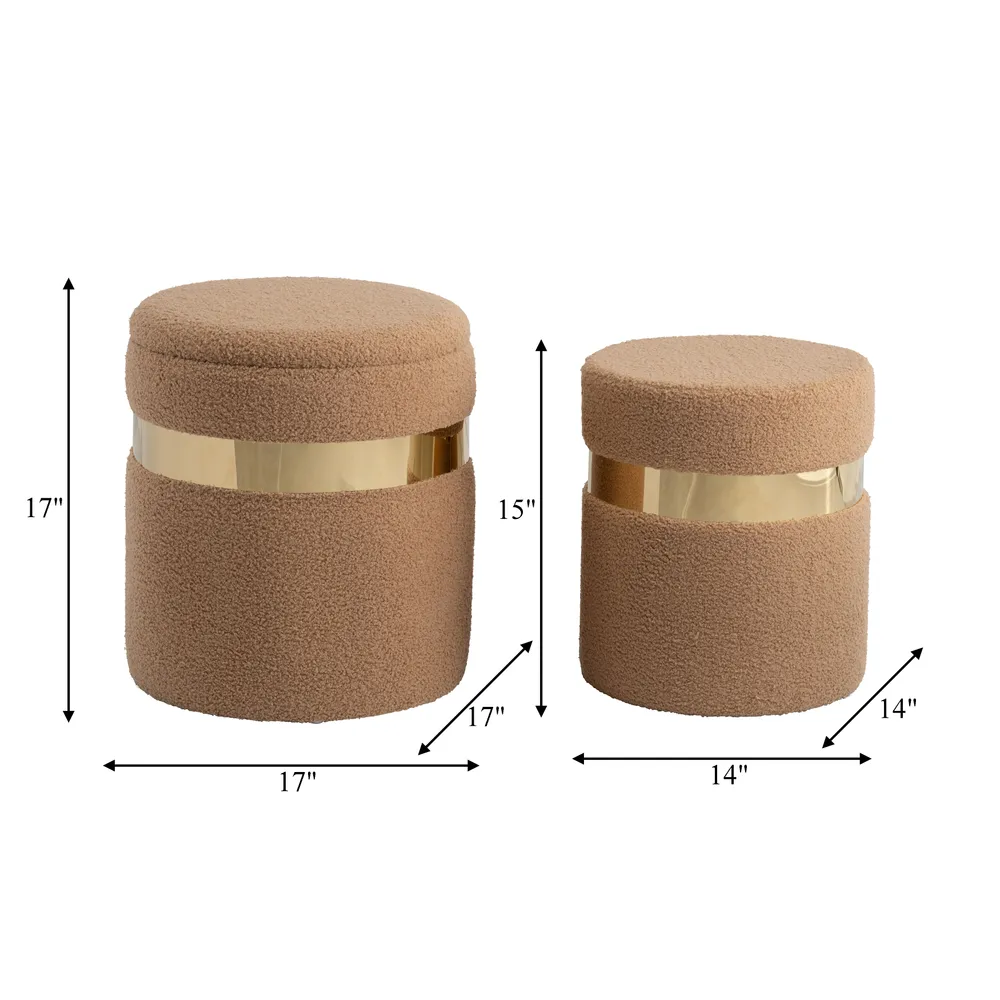 GORDENRIDGE SET OF 2 TAN OTTOMANS 18 (IN)