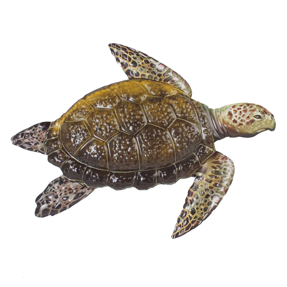 10-1/4" BROWN METAL TURTLE WALL DECOR