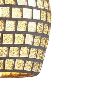 Fusion 5'' Wide 1-Light Mini Pendant - Satin Nickel with Gold Leaf Mosaic 4