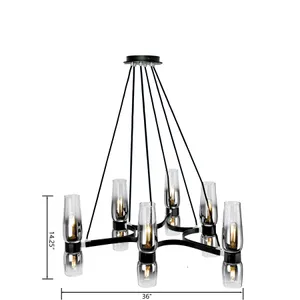 Flame 36'' Wide 12-Light Chandelier - Matte Black With Chrome 2