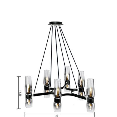 Flame 36″ Wide 12-Light Chandelier - Matte Black With Chrome