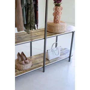 Tall Asymmetrical Iron and Recycled Wood Garment Display 4