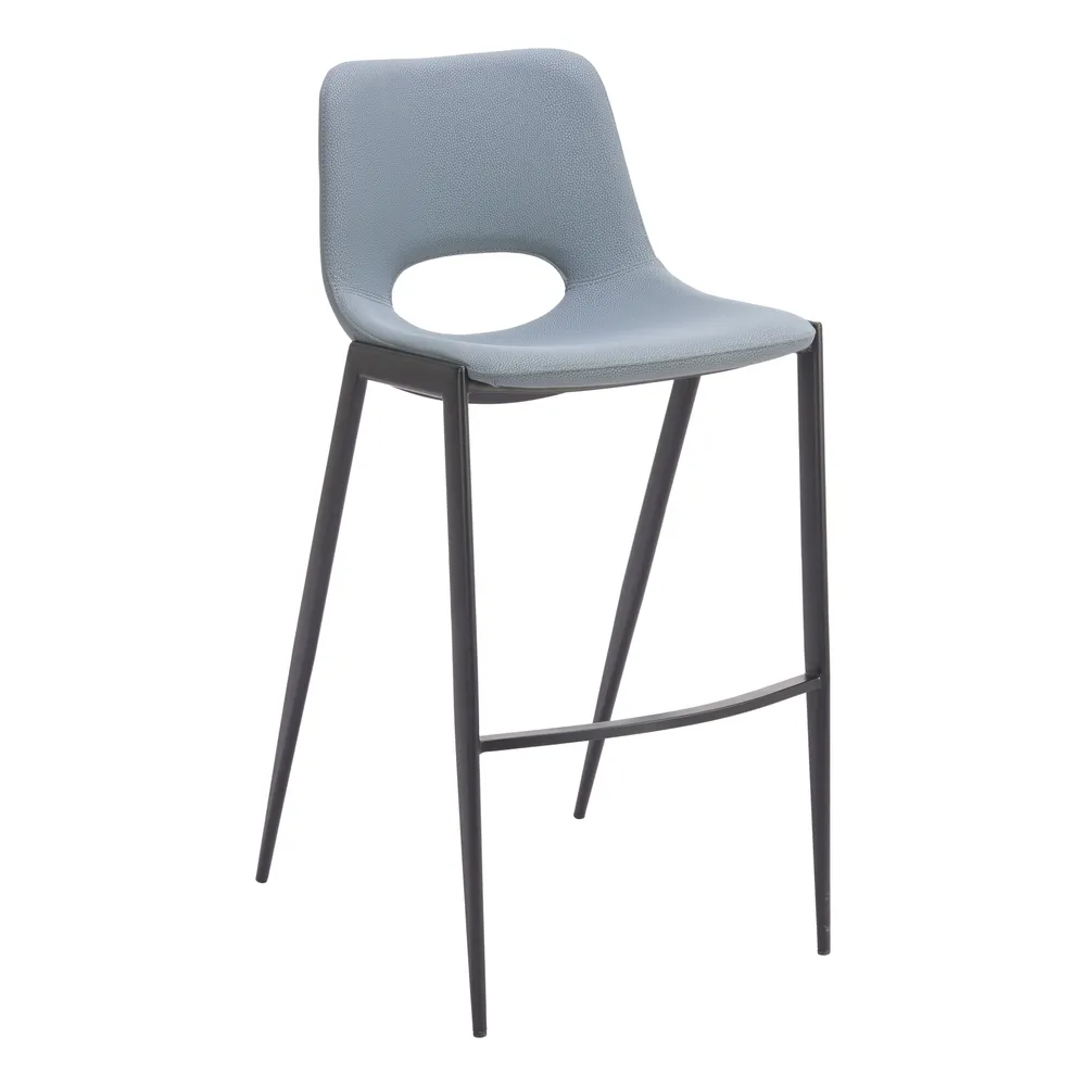 Desi Armless Barstool Azure Gray