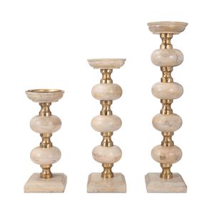 JULIANROSE SET OF 3 BROWN CANDLESTICK 23 (IN) 4