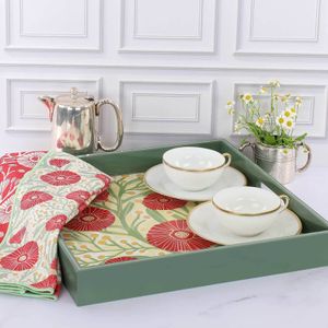 Camellia Bouquet Square Lacquer Serving Tray 3