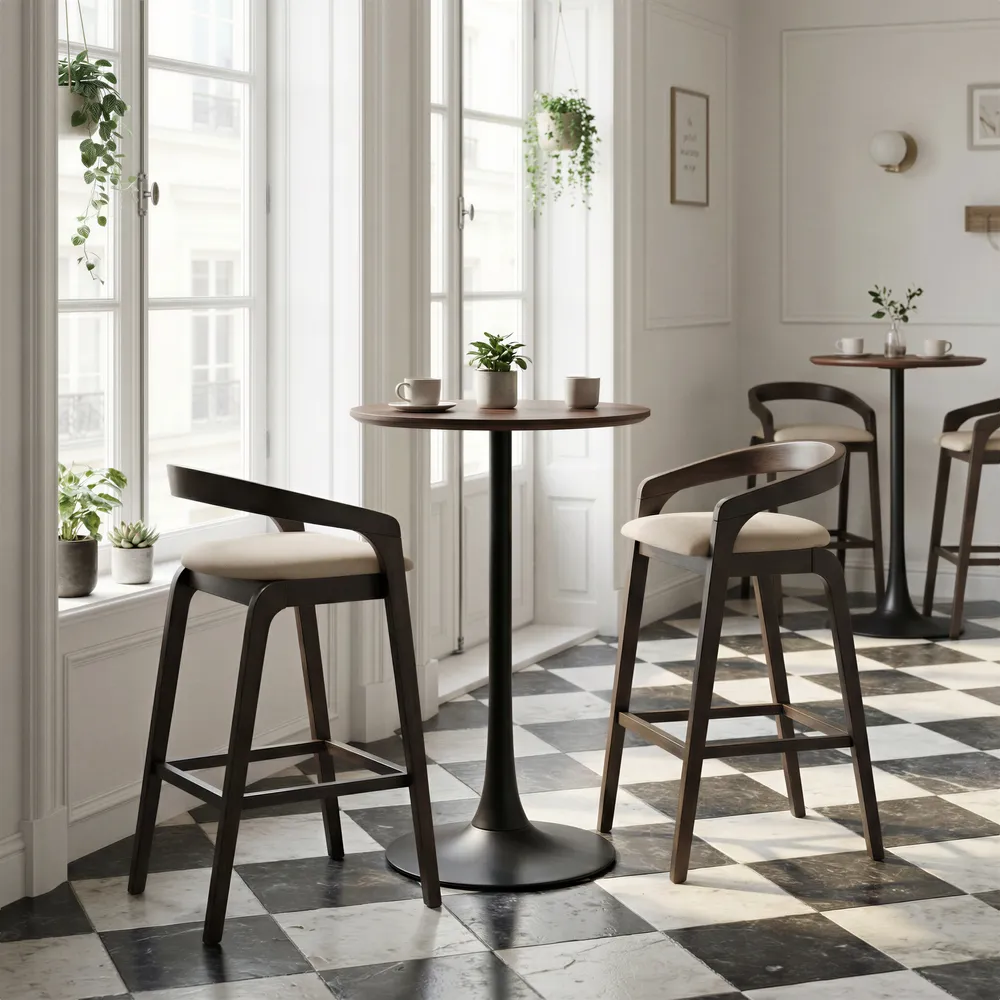 Troy Barstool Dove Gray & Espresso