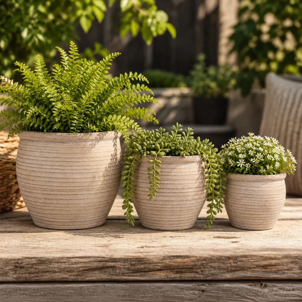 LUTHERHOLM SET OF 3 BROWN PLANTER 8 (IN)