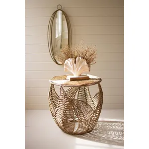 Fern Detail Seagrass Side Table 1