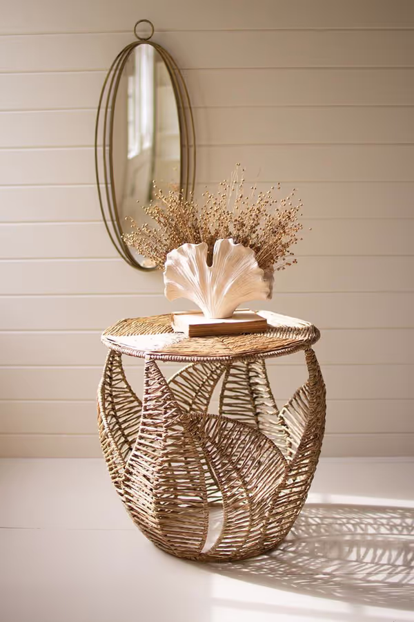 Fern Detail Seagrass Side Table