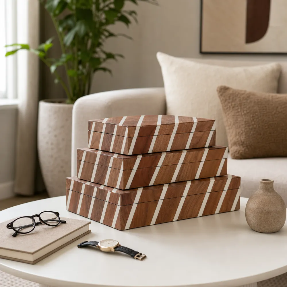 HARVEYWELL SET OF 3 BROWN BOXES 4 (IN)