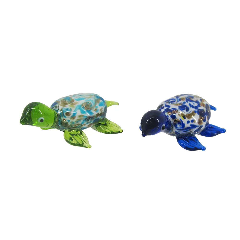 2-3/4" GLASS TURTLE FIGURE 2-ASST
