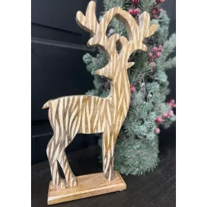 Striated Wooden Reindeer 17x10in 1