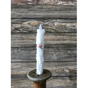 Snowman Bumpy White Taper 3D Flame Candle 7in 2pack 1