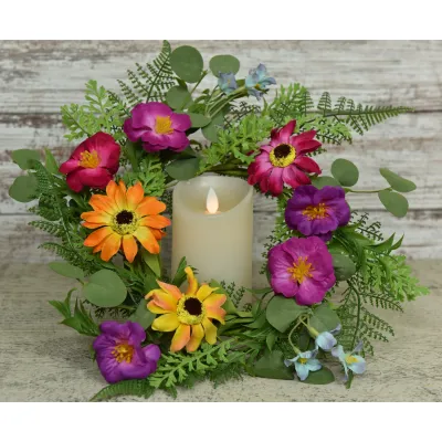 Mixed Daisy 6.5in Candle Ring