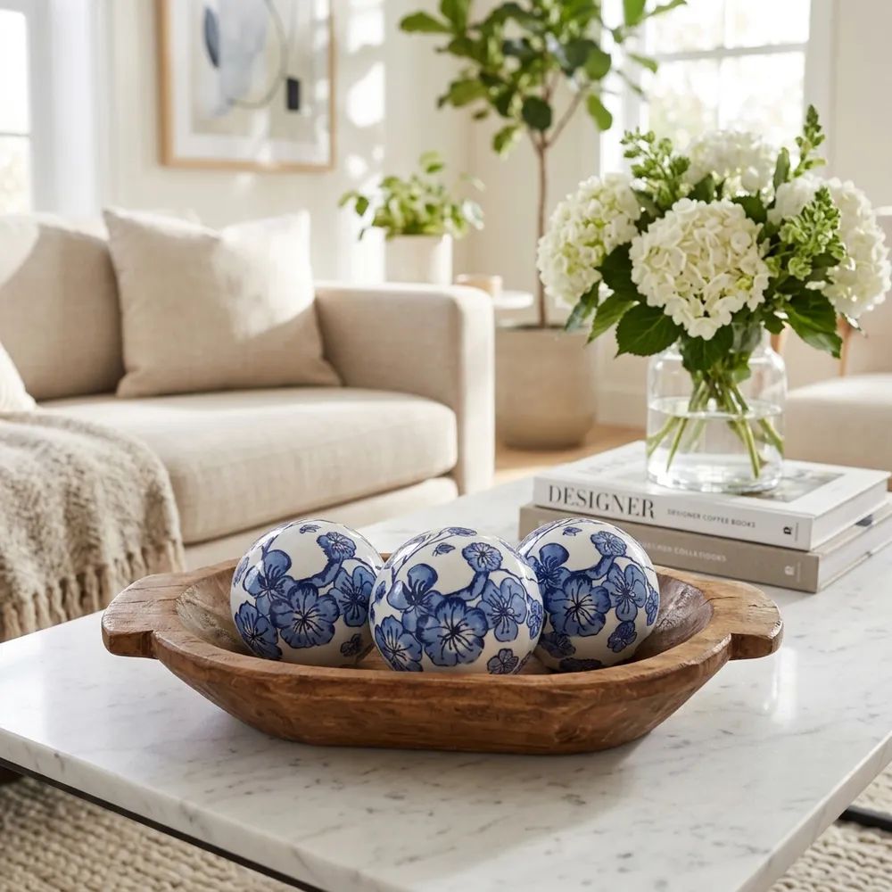 HEWITTFIELD SET OF 3 BLUE ORBS 5 (IN)