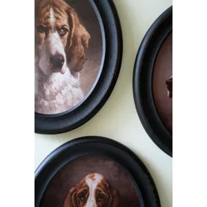 Set of 4 Framed Oval Hound Prints under Glass 2